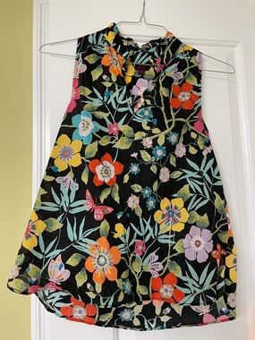 J. Crew Black Floral Liberty Fabric Blouse with Multi-Color Print